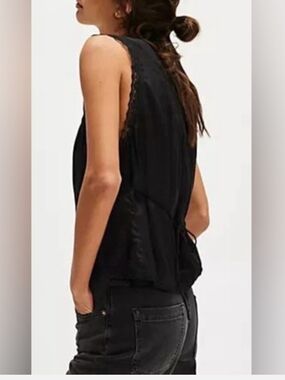 Free People Sleeveless Black Lace Vest